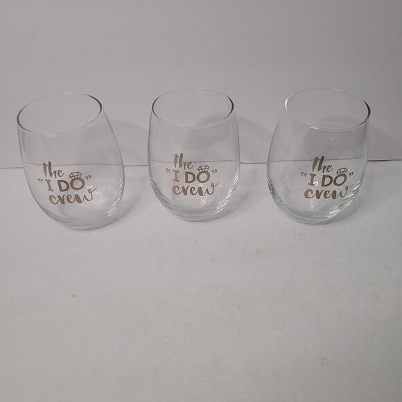 "The I DO Crew" Stemless Wine Glasses. - Picture 1 of 8
